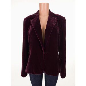 LAFAYETTE 148 M Classic Velvet Jacket in Maroon Silk Blend Holiday